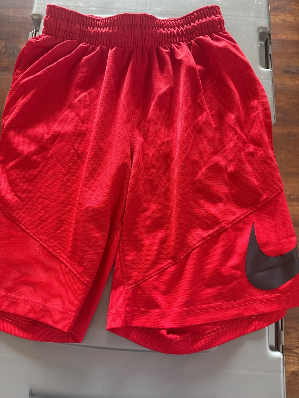 Nike kids Red Athletic Shorts with Black Swoosh